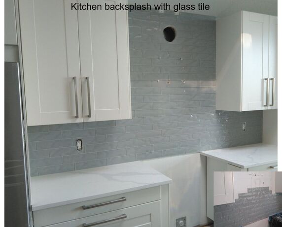 kitchen backsplash with glass tile