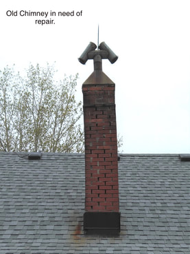 old leaning brick chimney